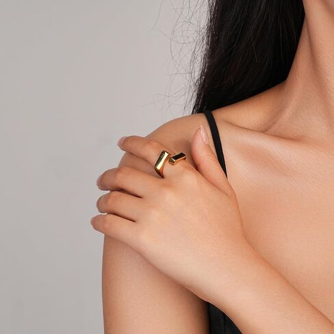 Sylph Chunky gold rings For Women Trendy 14K Gold Plated Irregular Statement Open Ring Band Dainty Adjustable Starfish Branches Flower Heart Geometric Rings Jewelry Gift For Her in Saudi Arabia