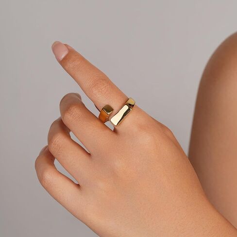 Sylph Chunky gold rings For Women Trendy 14K Gold Plated Irregular Statement Open Ring Band Dainty Adjustable Starfish Branches Flower Heart Geometric Rings Jewelry Gift For Her in Saudi Arabia