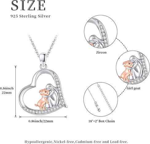 Heart Animal Necklace 925 Sterling Silver Cute Animal Pendant Jewelry Gifts for Women Girlfriend Mom Animal Lovers in Kuwait