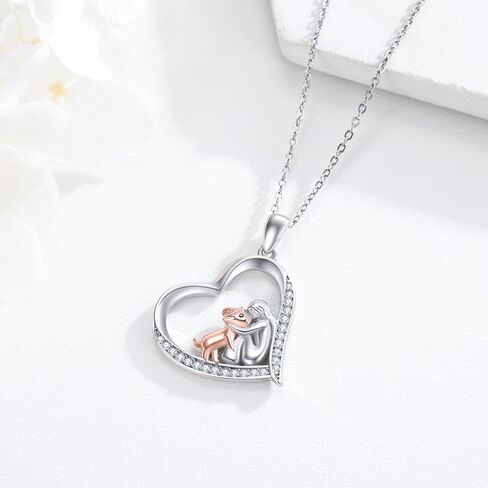 Heart Animal Necklace 925 Sterling Silver Cute Animal Pendant Jewelry Gifts for Women Girlfriend Mom Animal Lovers in Kuwait