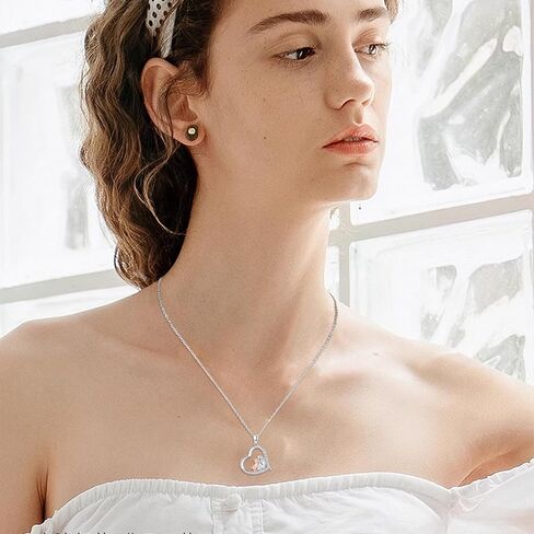 Heart Animal Necklace 925 Sterling Silver Cute Animal Pendant Jewelry Gifts for Women Girlfriend Mom Animal Lovers in Kuwait