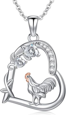 Heart Animal Necklace 925 Sterling Silver Cute Animal Pendant Jewelry Gifts for Women Girlfriend Mom Animal Lovers in Kuwait