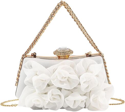 Women Floral Clutch Purses Satin Floral Appliques Evening Bags Bridal Wedding Party Prom Handbags in Saudi Arabia