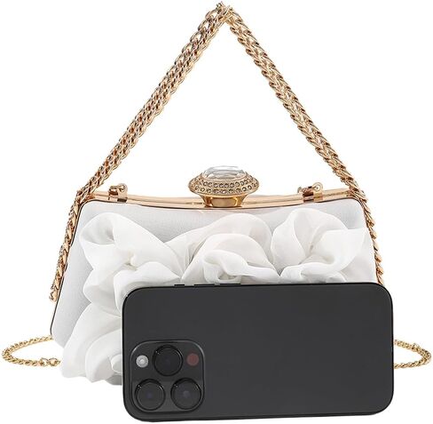 Women Floral Clutch Purses Satin Floral Appliques Evening Bags Bridal Wedding Party Prom Handbags in Saudi Arabia