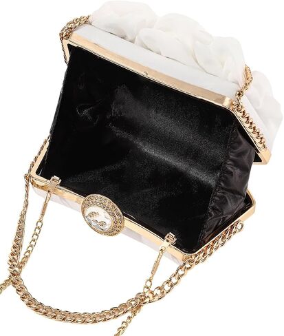 Women Floral Clutch Purses Satin Floral Appliques Evening Bags Bridal Wedding Party Prom Handbags in Saudi Arabia