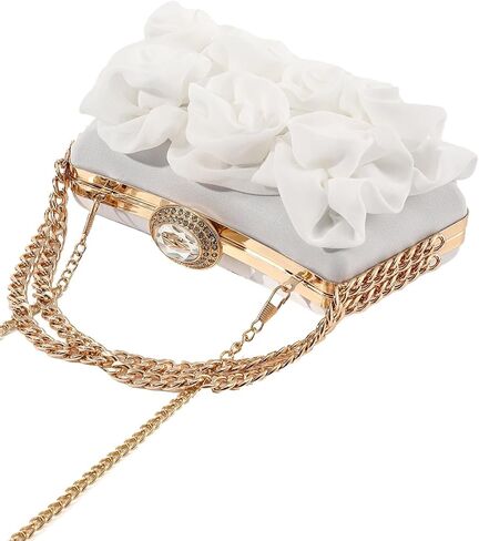 Women Floral Clutch Purses Satin Floral Appliques Evening Bags Bridal Wedding Party Prom Handbags in Saudi Arabia