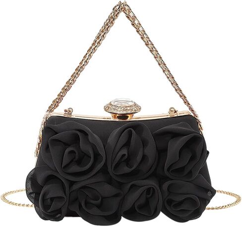 Women Floral Clutch Purses Satin Floral Appliques Evening Bags Bridal Wedding Party Prom Handbags in Saudi Arabia