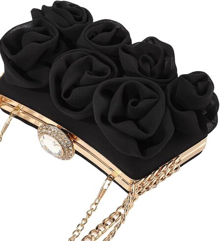 Women Floral Clutch Purses Satin Floral Appliques Evening Bags Bridal Wedding Party Prom Handbags in Saudi Arabia