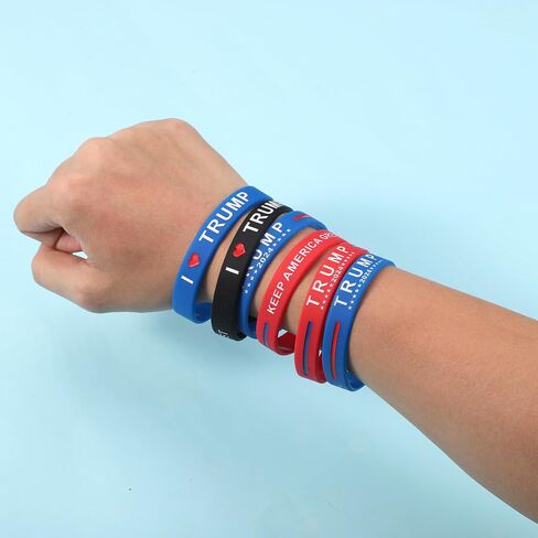6pcs Trump Bracelets, Trump Wristband 2024 Bracelet Trump Silicone Bracelet Donald Trump Rubber Bracelets for Men Women Rally Supplies (Black, Red, Blue) in Saudi Arabia