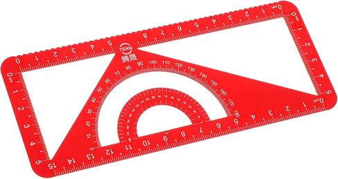 Set Metal Ruler Clear Triangular Ruler Aluminum Ruler Drafting Tools Drawing Measurement Ruler Woodworking Ruler T Tool Office Carpentry Ruler Red Aluminum Alloy Triangle in Saudi Arabia