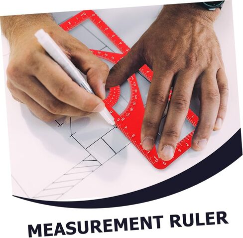 Set Metal Ruler Clear Triangular Ruler Aluminum Ruler Drafting Tools Drawing Measurement Ruler Woodworking Ruler T Tool Office Carpentry Ruler Red Aluminum Alloy Triangle in Saudi Arabia