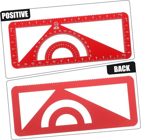 Set Metal Ruler Clear Triangular Ruler Aluminum Ruler Drafting Tools Drawing Measurement Ruler Woodworking Ruler T Tool Office Carpentry Ruler Red Aluminum Alloy Triangle in Saudi Arabia