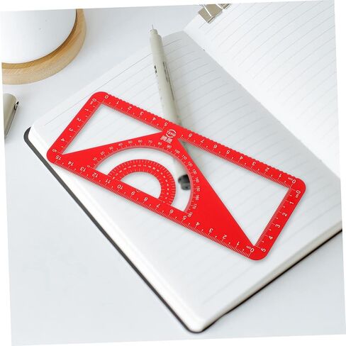 Set Metal Ruler Clear Triangular Ruler Aluminum Ruler Drafting Tools Drawing Measurement Ruler Woodworking Ruler T Tool Office Carpentry Ruler Red Aluminum Alloy Triangle in Saudi Arabia
