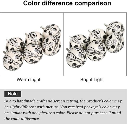 uxcell 6 Pieces Vintage Shabby Knobs Black and White Floral Hand Painted Ceramic Pumpkin Cupboard Wardrobe Cabinet Drawer Door Handles Pulls Knob, Black Tillandsia in Saudi Arabia
