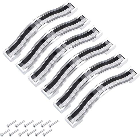 uxcell Cabinet Pulls Drawer Handle 96mm Hole Centers Alloy Crystal Black 6Pcs in Saudi Arabia