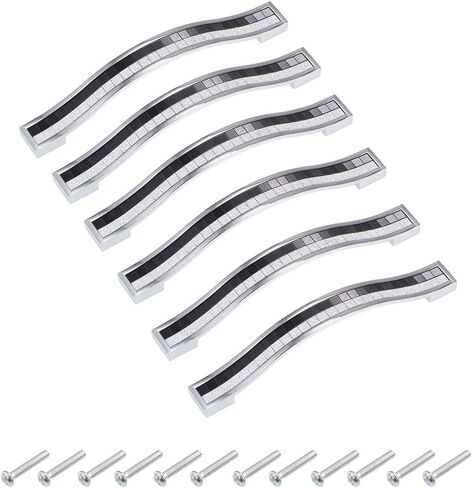 uxcell Cabinet Pulls Drawer Handle 96mm Hole Centers Alloy Crystal Black 6Pcs in Saudi Arabia