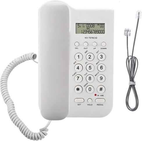 Desktop Wall Phone DTMF Dual System 30 Groups Call Number Check Redial Powered by Telephone Line (Black) in Saudi Arabia