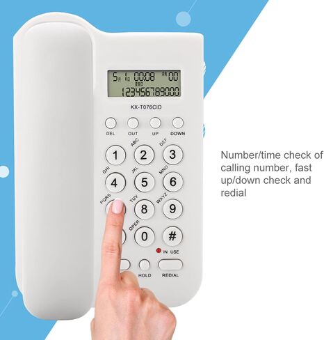 Desktop Wall Phone DTMF Dual System 30 Groups Call Number Check Redial Powered by Telephone Line (Black) in Saudi Arabia