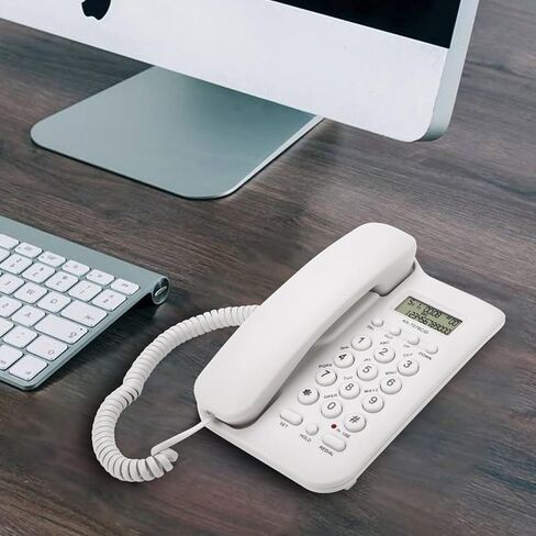 Desktop Wall Phone DTMF Dual System 30 Groups Call Number Check Redial Powered by Telephone Line (Black) in Saudi Arabia