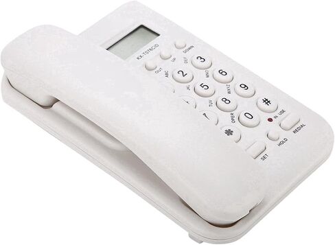 Desktop Wall Phone DTMF Dual System 30 Groups Call Number Check Redial Powered by Telephone Line (Black) in Saudi Arabia