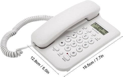 Desktop Wall Phone DTMF Dual System 30 Groups Call Number Check Redial Powered by Telephone Line (Black) in Saudi Arabia
