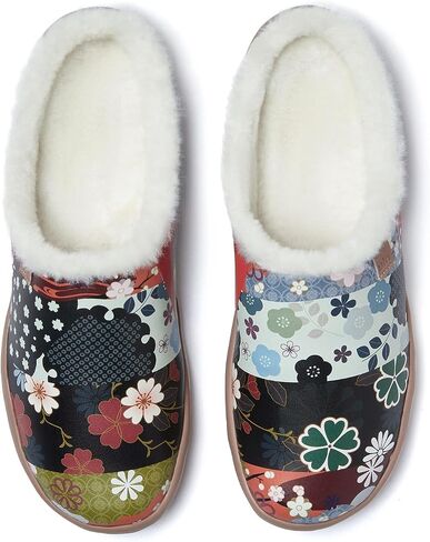 UIN Women's Mules Fashion Comfort Travel Art Painted Chunky Shoes Wide Toe Casual Household Slippers Slip On Loafers in Saudi Arabia