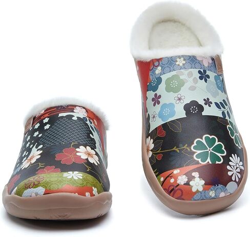 UIN Women's Mules Fashion Comfort Travel Art Painted Chunky Shoes Wide Toe Casual Household Slippers Slip On Loafers in Saudi Arabia