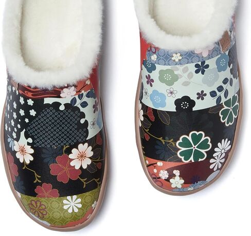 UIN Women's Mules Fashion Comfort Travel Art Painted Chunky Shoes Wide Toe Casual Household Slippers Slip On Loafers in Saudi Arabia