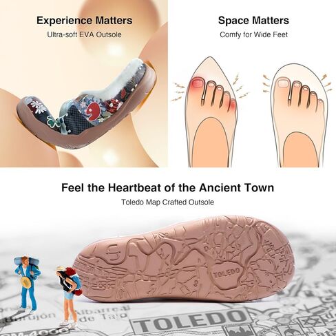 UIN Women's Mules Fashion Comfort Travel Art Painted Chunky Shoes Wide Toe Casual Household Slippers Slip On Loafers in Saudi Arabia