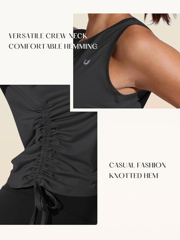 NORTHYARD Women's Sleeveless Workout Tank Tops Quick Dry Drawstring Ruched Crop Tops Athletic Yoga Running Lightweight Tops in Kuwait