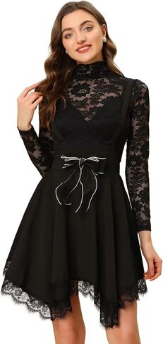 Allegra K Women's Gothic Asymmetrical Hem Tulle Steampunk Overall Skirts in Saudi Arabia