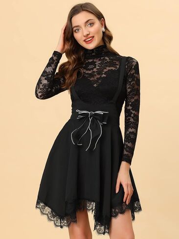 Allegra K Women's Gothic Asymmetrical Hem Tulle Steampunk Overall Skirts in Saudi Arabia