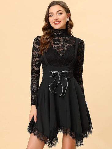 Allegra K Women's Gothic Asymmetrical Hem Tulle Steampunk Overall Skirts in Saudi Arabia