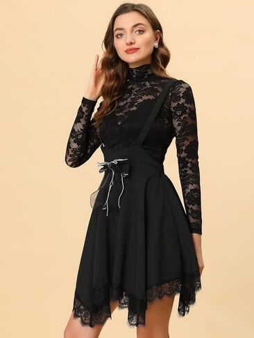 Allegra K Women's Gothic Asymmetrical Hem Tulle Steampunk Overall Skirts in Saudi Arabia