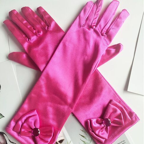 Little Girls Long Princess Costume Formal Bows Gloves Princess Satin Gloves Princess Dress-Up Birthday Cosplay Gloves in Saudi Arabia