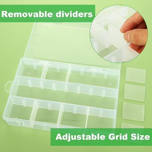 APACALI 12 حزمة من 12 شبكة صندوق تنظيم بلاستيكي مع فواصل، 18 حجرة (+ ملصقات)، منظمات صندوق معالجة وتخزين الحرف اليدوية، منظم أجزاء صغيرة شفافة، صندوق منظم لصيد الأسماك للخرز الفني الذي تصنعه بنفسك in Kuwait