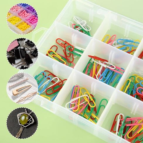 APACALI 12 حزمة من 12 شبكة صندوق تنظيم بلاستيكي مع فواصل، 18 حجرة (+ ملصقات)، منظمات صندوق معالجة وتخزين الحرف اليدوية، منظم أجزاء صغيرة شفافة، صندوق منظم لصيد الأسماك للخرز الفني الذي تصنعه بنفسك in Kuwait