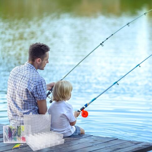 APACALI 12 حزمة من 12 شبكة صندوق تنظيم بلاستيكي مع فواصل، 18 حجرة (+ ملصقات)، منظمات صندوق معالجة وتخزين الحرف اليدوية، منظم أجزاء صغيرة شفافة، صندوق منظم لصيد الأسماك للخرز الفني الذي تصنعه بنفسك in Kuwait