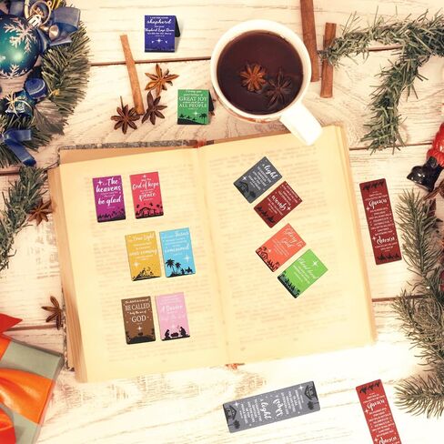 Cholemy 48 Pcs Christian Nativity Scene Magnetic Bookmarks Christmas Inspirational Bible Verse Bookmark Religious Magnet Page Clips for Women Men Kids Book Lovers Gifts in Saudi Arabia