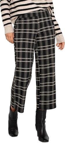 Liverpool Los Angeles Women's Mabel Pull-On Ankle Straight Mid Rise Windowpane Plaid Knit, Black Oatmeal Windowpane, Size: Large, Inseam: 25 in Saudi Arabia