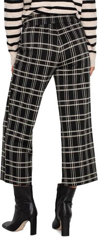 Liverpool Los Angeles Women's Mabel Pull-On Ankle Straight Mid Rise Windowpane Plaid Knit, Black Oatmeal Windowpane, Size: Large, Inseam: 25 in Saudi Arabia