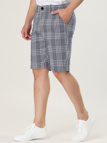 Lars Amadeus Men's Summer Plaid Shorts Slim Fit Flat Front Business Chino Short Pants in Kuwait