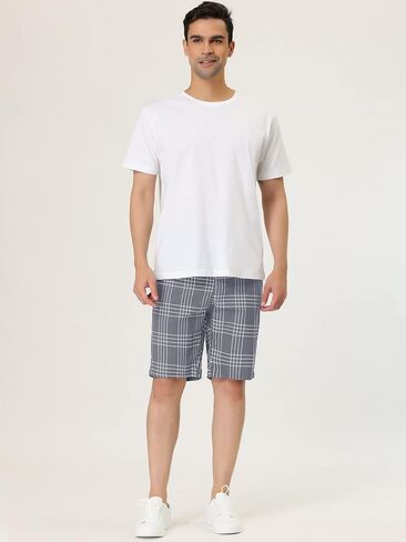 Lars Amadeus Men's Summer Plaid Shorts Slim Fit Flat Front Business Chino Short Pants in Kuwait