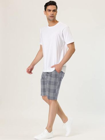Lars Amadeus Men's Summer Plaid Shorts Slim Fit Flat Front Business Chino Short Pants in Kuwait
