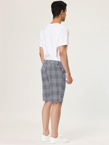 Lars Amadeus Men's Summer Plaid Shorts Slim Fit Flat Front Business Chino Short Pants in Kuwait