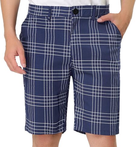 Lars Amadeus Men's Summer Plaid Shorts Slim Fit Flat Front Business Chino Short Pants in Kuwait