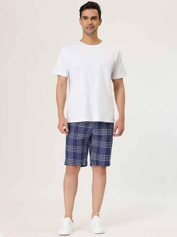 Lars Amadeus Men's Summer Plaid Shorts Slim Fit Flat Front Business Chino Short Pants in Kuwait