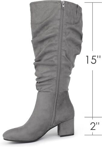 Women's Extra Wide Calf Dress Boots Slouchy Suede Boots with Block Heel in Saudi Arabia