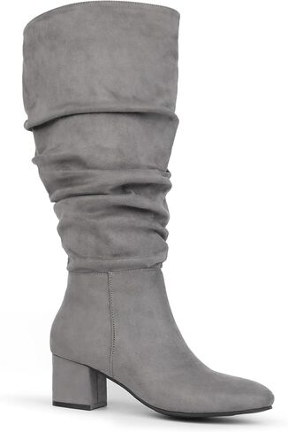 Women's Extra Wide Calf Dress Boots Slouchy Suede Boots with Block Heel in Saudi Arabia