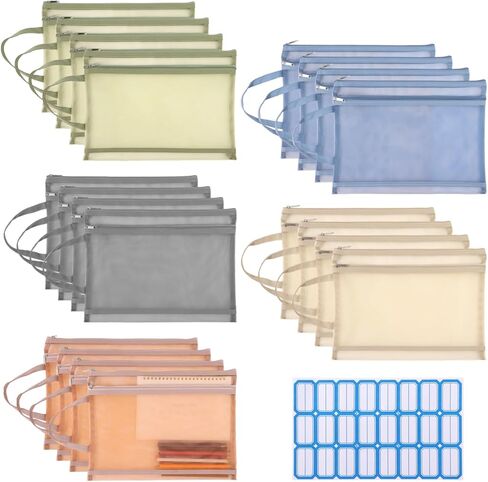 20 قطعة من أكياس الحقيبة الشبكية ذات الطبقة المزدوجة، وأكياس تخزين ألغاز التخزين، وحقائب تخزين الألعاب، وحقائب المستندات، وحقائب السفر بسحاب من النايلون مقاس A4، وحقائب شبكية للمدرسة والمكتب والمنزل in Kuwait